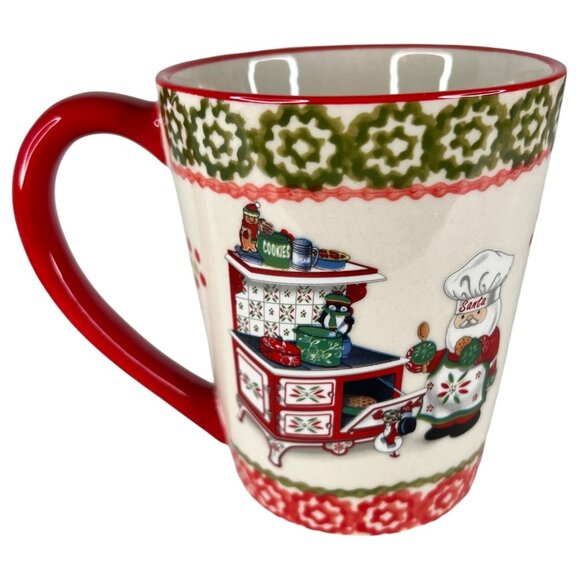 Temptations Holiday Mug And Coaster Set Santa Chef Baking Cookies 16 Oz Xmas New - Picture 5 of 10